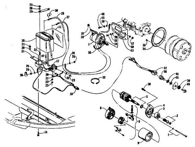 Parts Diagram for Arctic Cat 1992 LYNX DELUXE SNOWMOBILE ELECTRIC START ASSEMBLY