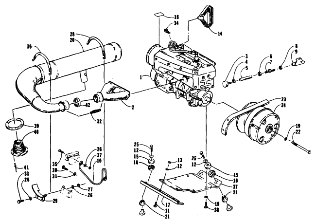 Parts Diagram for Arctic Cat 1991 LYNX DELUXE SNOWMOBILE ENGINE AND RELATED PARTS