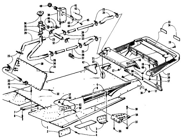 Parts Diagram for Arctic Cat 1991 PROWLER TWO-UP SNOWMOBILE TUNNEL, COOLING, AND REAR BUMPER