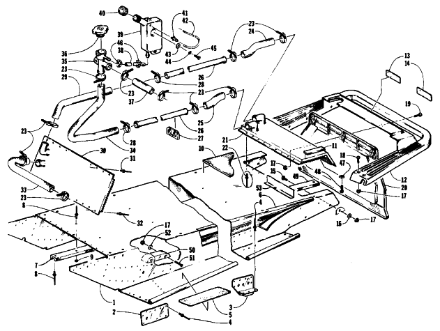 Parts Diagram for Arctic Cat 1991 PROWLER MOUNTAIN CAT SNOWMOBILE TUNNEL, COOLING, AND REAR BUMPER
