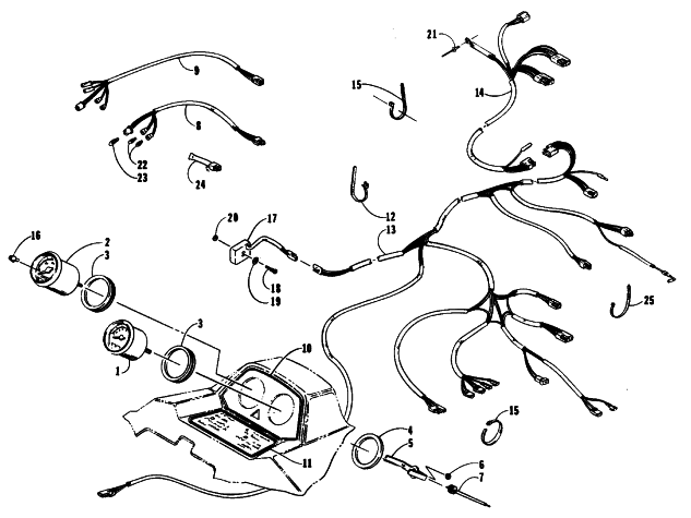 Parts Diagram for Arctic Cat 1991 EL TIGRE EXT MOUNTAIN CAT SNOWMOBILE INSTRUMENTS AND WIRING ASSEMBLIES