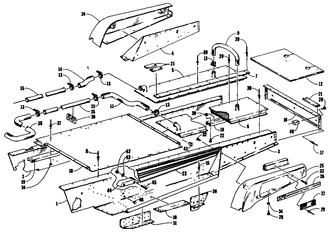 Parts Diagram for Arctic Cat 1991 EL TIGRE EXT SNOWMOBILE TUNNEL AND COOLING ASSEMBLIES