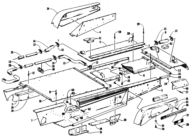 Parts Diagram for Arctic Cat 1991 EL TIGRE EXT MOUNTAIN CAT SNOWMOBILE TUNNEL AND COOLING ASSEMBLIES