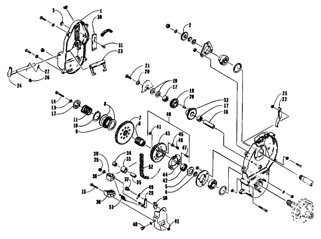 Parts Diagram for Arctic Cat 1991 COUGAR 2-UP SNOWMOBILE DRIVE/REVERSE DROPCASE ASSEMBLY