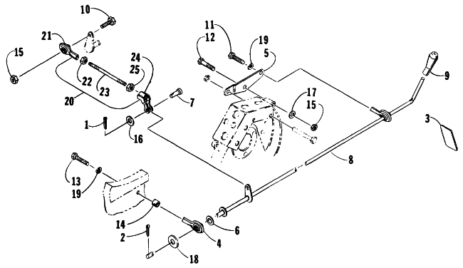 Parts Diagram for Arctic Cat 1991 CHEETAH TOURING SNOWMOBILE REVERSE SHIFT LEVER ASSEMBLY