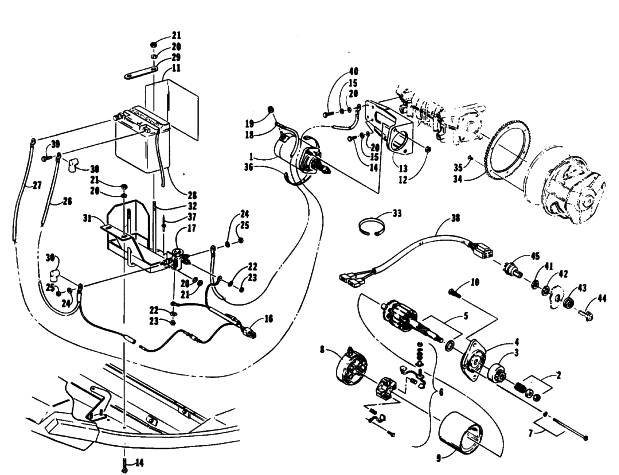 Parts Diagram for Arctic Cat 1991 EL TIGRE EXT MOUNTAIN CAT SNOWMOBILE ELECTRIC START ASSEMBLY