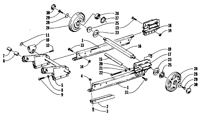 Parts Diagram for Arctic Cat 1991 CHEETAH TOURING SNOWMOBILE ARTICULATING SKID FRAME