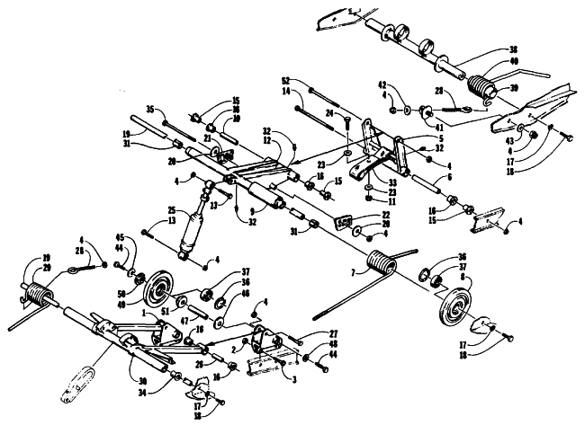Parts Diagram for Arctic Cat 1991 SUPER JAG SNOWMOBILE REAR SUSPENSION ARM ASSEMBLIES