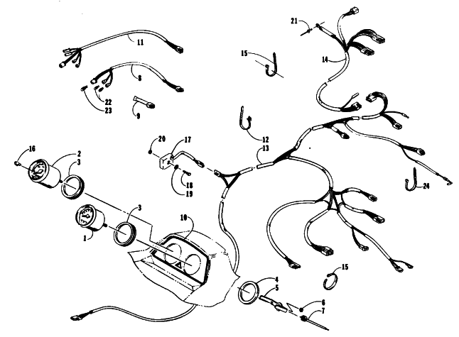 Parts Diagram for Arctic Cat 1993 CHEETAH SNOWMOBILE INSTRUMENTS AND WIRING ASSEMBLIES