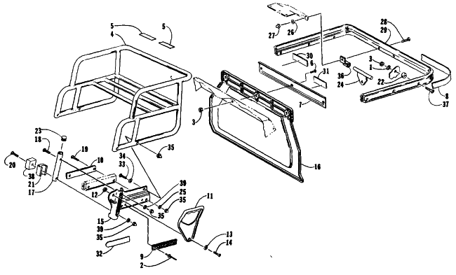 Parts Diagram for Arctic Cat 1991 JAG MOUNTAIN CAT SNOWMOBILE RACK AND REAR BUMPER