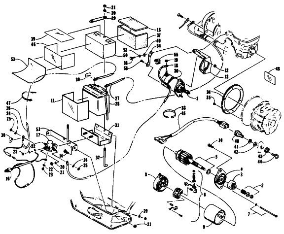 Parts Diagram for Arctic Cat 1992 PROWLER SNOWMOBILE ELECTRIC START ASSEMBLY