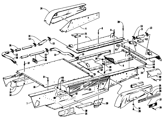 Parts Diagram for Arctic Cat 1992 WILDCAT MOUNTAIN CAT EFI SNOWMOBILE TUNNEL AND COOLING ASSEMBLIES