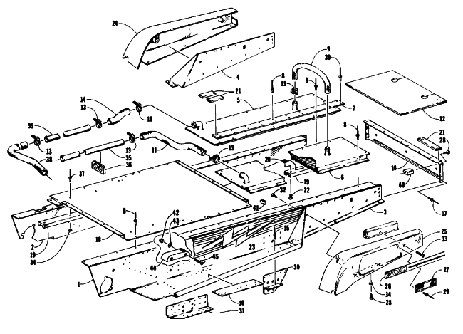 Parts Diagram for Arctic Cat 1992 WILDCAT EFI SNOWMOBILE TUNNEL AND COOLING ASSEMBLIES