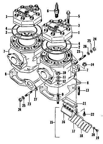 Parts Diagram for Arctic Cat 1991 WILDCAT 700 SNOWMOBILE CYLINDER AND HEAD ASSEMBLY