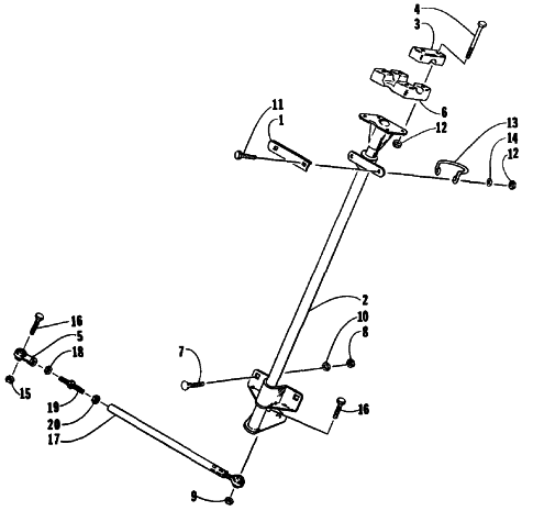 Parts Diagram for Arctic Cat 1992 SUPER JAG SNOWMOBILE TIE ROD/STEERING POST ASSEMBLY