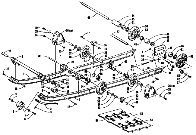 Parts Diagram for Arctic Cat 1991 EXT SPECIAL SNOWMOBILE SLIDE RAIL AND TRACK ASSEMBLY