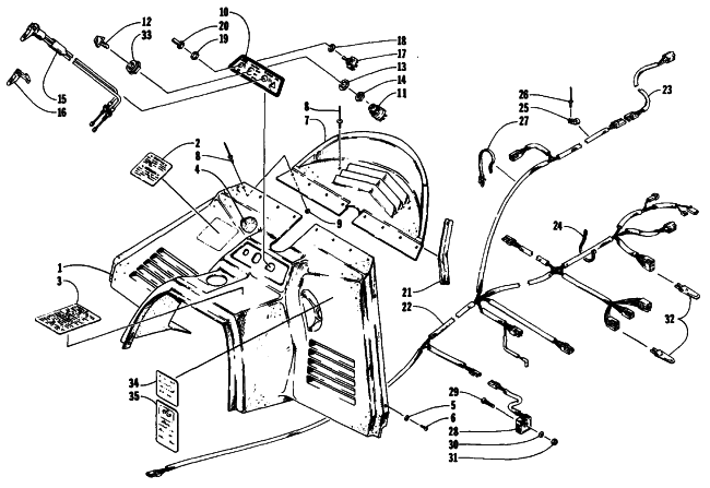Parts Diagram for Arctic Cat 1991 PANTERA SNOWMOBILE CONSOLE, SWITCHES, AND WIRING ASSEMBLIES