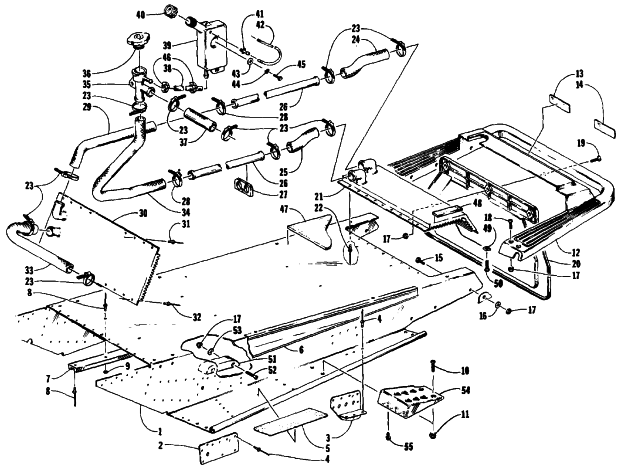 Parts Diagram for Arctic Cat 1991 PANTERA SNOWMOBILE TUNNEL, COOLING, AND REAR BUMPER