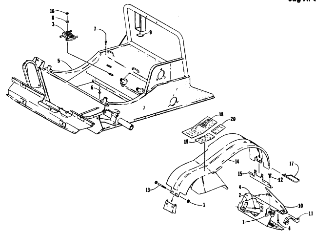 Parts Diagram for Arctic Cat 1991 JAG AFS SPECIAL SNOWMOBILE FRONT FRAME AND FOOTREST ASSEMBLY