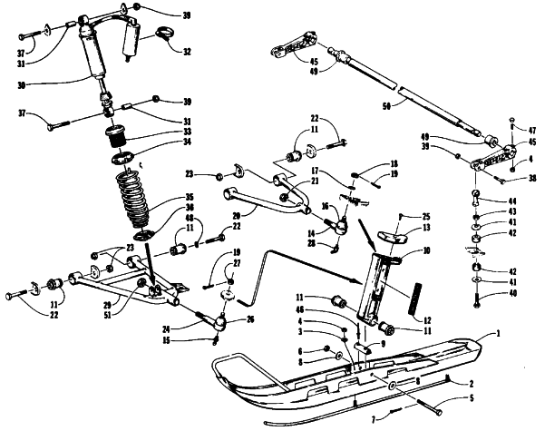 Parts Diagram for Arctic Cat 1991 PROWLER SPECIAL SNOWMOBILE SKI AND FRONT SUSPENSION