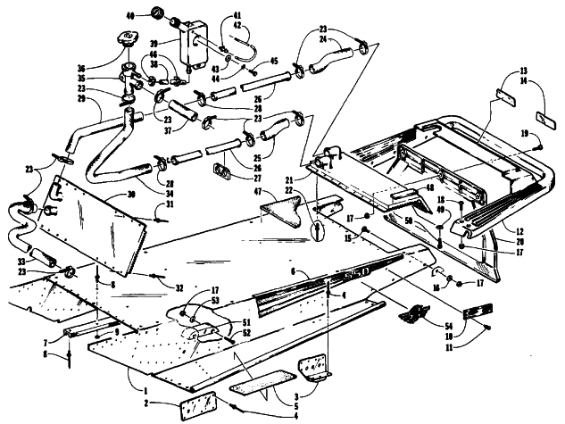 Parts Diagram for Arctic Cat 1991 EXT SPECIAL SNOWMOBILE TUNNEL, COOLING, AND REAR BUMPER