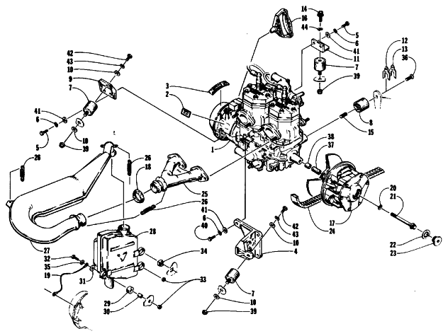 Parts Diagram for Arctic Cat 1991 EXT SPECIAL SNOWMOBILE ENGINE AND RELATED PARTS