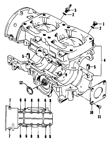 Parts Diagram for Arctic Cat 1992 PROWLER SPECIAL SNOWMOBILE CRANKCASE ASSEMBLY