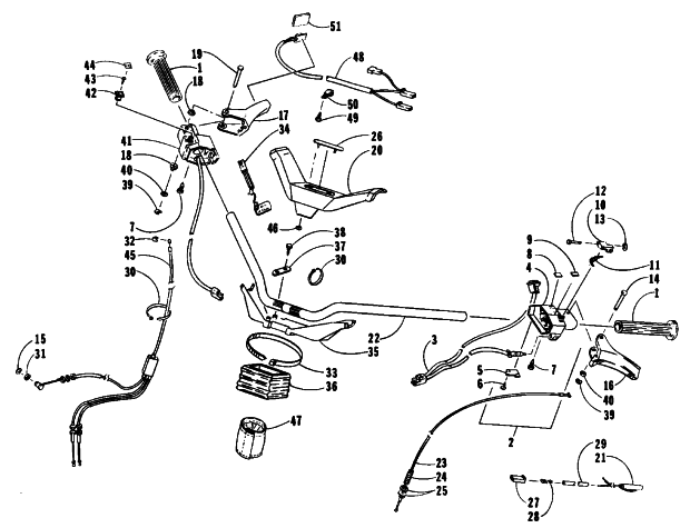 Parts Diagram for Arctic Cat 1992 COUGAR SNOWMOBILE HANDLEBAR ASSEMBLY