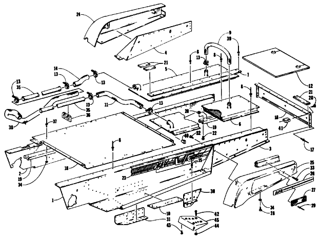 Parts Diagram for Arctic Cat 1992 COUGAR SNOWMOBILE TUNNEL COOLING ASSEMBLIES