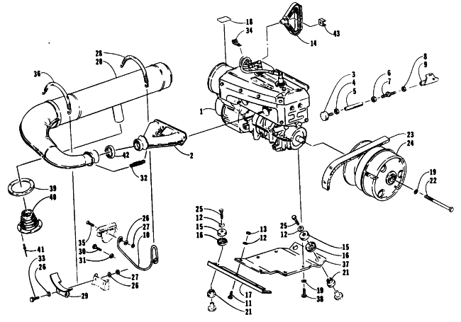 Parts Diagram for Arctic Cat 1993 LYNX DELUXE SNOWMOBILE ENGINE AND RELATED PARTS