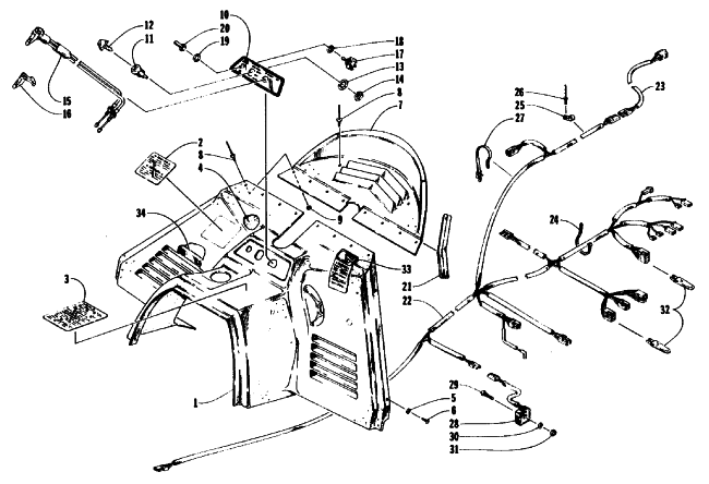 Parts Diagram for Arctic Cat 1992 PROWLER MOUNTAIN CAT SNOWMOBILE CONSOLE, SWITCHES, AND WIRING ASSEMBLIES