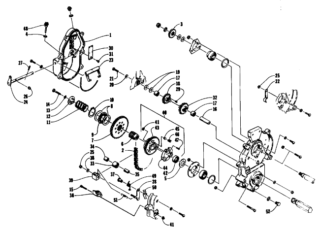 Parts Diagram for Arctic Cat 1993 PROWLER SNOWMOBILE DRIVE/REVERSE DROPCASE ASSEMBLY