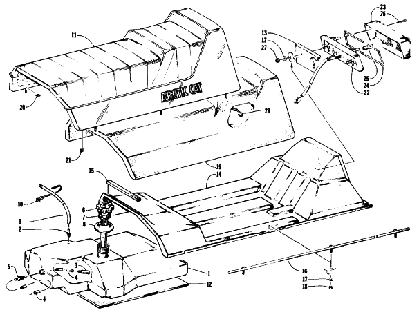 Parts Diagram for Arctic Cat 1992 PROWLER 2-UP SNOWMOBILE GAS TANK, SEAT, AND TAILLIGHT ASSEMBLIES
