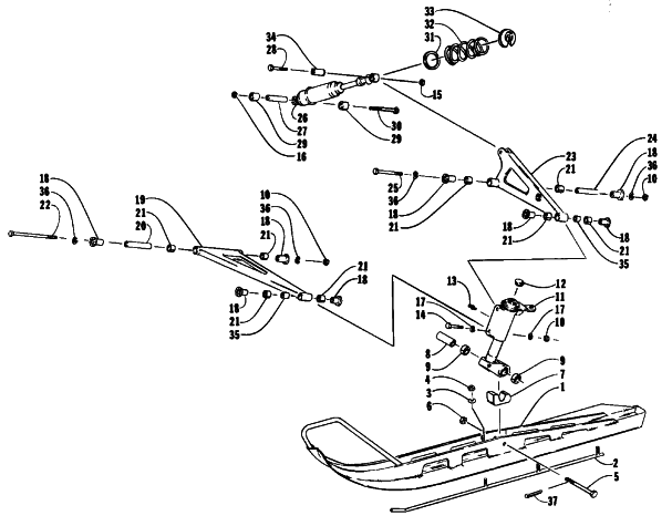 Parts Diagram for Arctic Cat 1993 LYNX DELUXE SNOWMOBILE SKI AND FRONT SUSPENSION