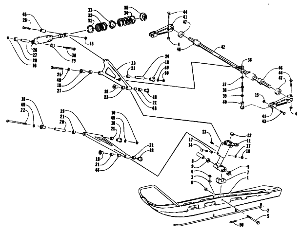 Parts Diagram for Arctic Cat 1994 CHEETAH 440 2-SPEED SNOWMOBILE SKI AND FRONT SUSPENSION