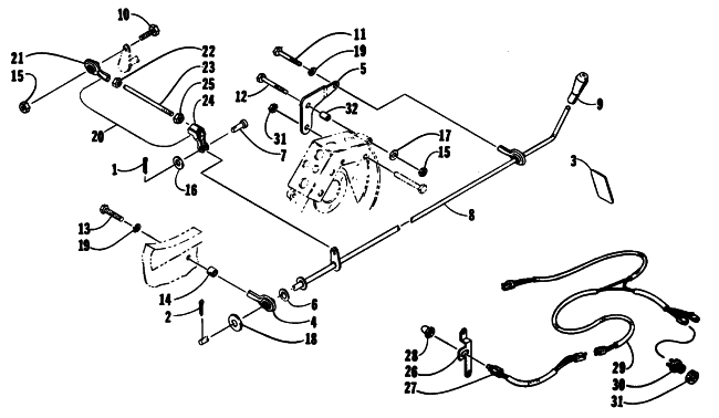 Parts Diagram for Arctic Cat 1992 COUGAR 2UP SNOWMOBILE REVERSE SHIFT LEVER ASSEMBLY
