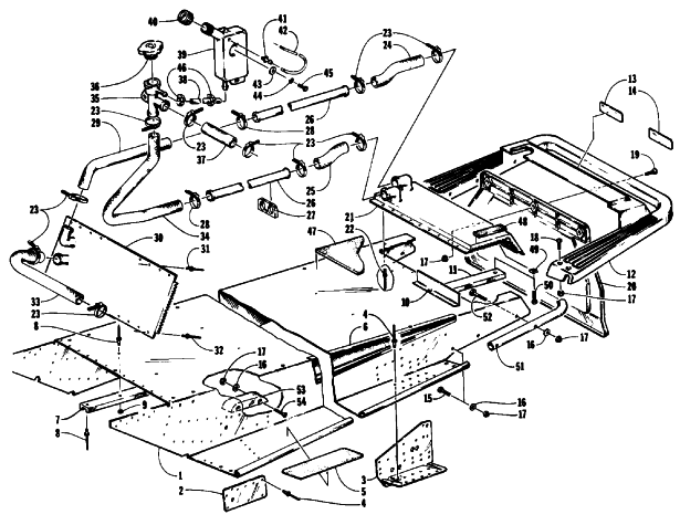Parts Diagram for Arctic Cat 1992 PROWLER MOUNTAIN CAT SNOWMOBILE TUNNEL, COOLING, AND REAR BUMPER