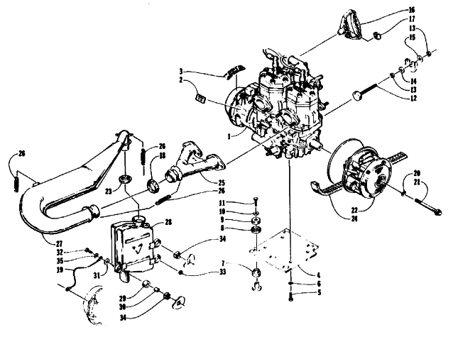 Parts Diagram for Arctic Cat 1992 PROWLER SNOWMOBILE ENGINE AND RELATED PARTS