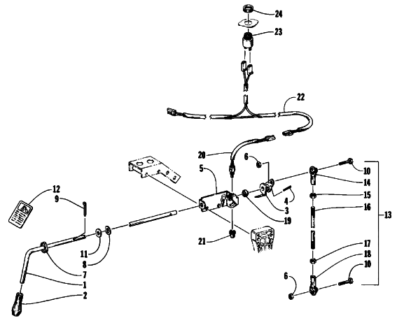 Parts Diagram for Arctic Cat 1992 PROWLER 2-UP SNOWMOBILE REVERSE SHIFT LEVER ASSEMBLY