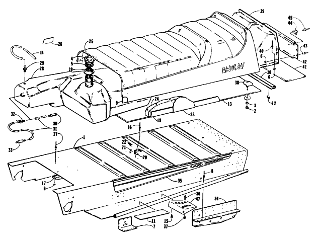 Parts Diagram for Arctic Cat 1993 JAG AFS LT 1 SPEED SNOWMOBILE TUNNEL, GAS TANK AND SEAT