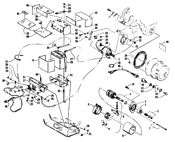 Parts Diagram for Arctic Cat 1992 PANTERA SNOWMOBILE ELECTRIC START ASSEMBLY