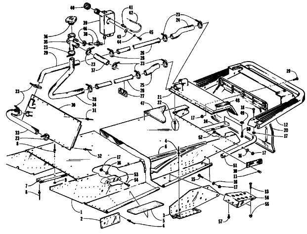 Parts Diagram for Arctic Cat 1992 PANTERA SNOWMOBILE TUNNEL, COOLING, AND REAR BUMPER