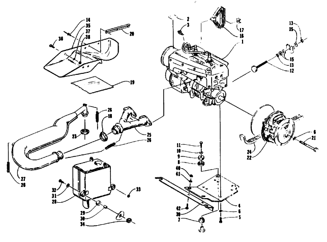Parts Diagram for Arctic Cat 1992 PANTHER DELUXE SNOWMOBILE ENGINE AND RELATED PARTS