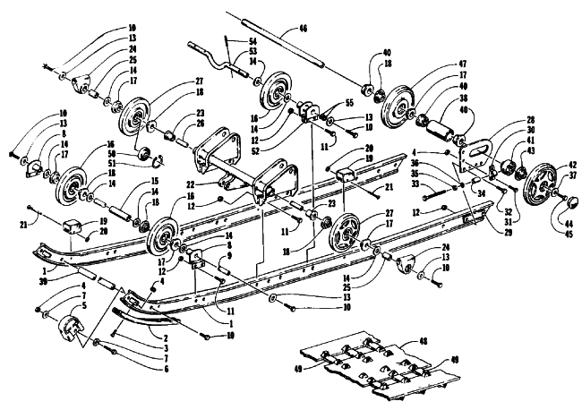 Parts Diagram for Arctic Cat 1992 JAG SNOWMOBILE SLIDE RAIL AND TRACK ASSEMBLY