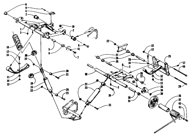 Parts Diagram for Arctic Cat 1993 PROWLER 2-UP SNOWMOBILE REAR SUSPENSION ARM ASSEMBLIES