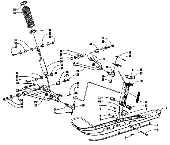 Parts Diagram for Arctic Cat 1992 PANTHER SNOWMOBILE SKI AND FRONT SUSPENSION