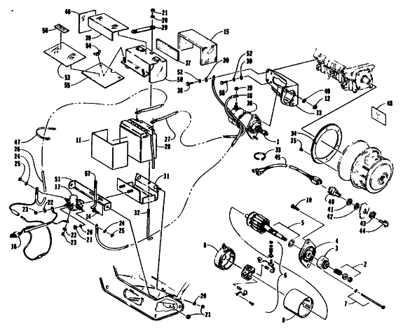Parts Diagram for Arctic Cat 1993 PANTHER DELUXE SNOWMOBILE ELECTRIC START ASSEMBLY