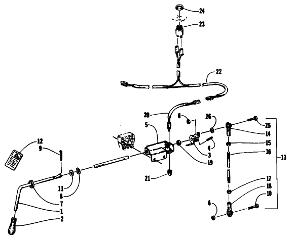 Parts Diagram for Arctic Cat 1994 EXT 580 MOUNTAIN CAT SNOWMOBILE REVERSE SHIFT LEVER ASSEMBLY