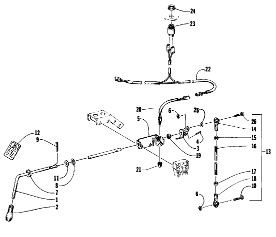 Parts Diagram for Arctic Cat 1992 PANTHER DELUXE SNOWMOBILE REVERSE SHIFT LEVER ASSEMBLY