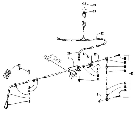 Parts Diagram for Arctic Cat 1992 PROWLER MOUNTAIN CAT SNOWMOBILE REVERSE SHIFT LEVER ASSEMBLY